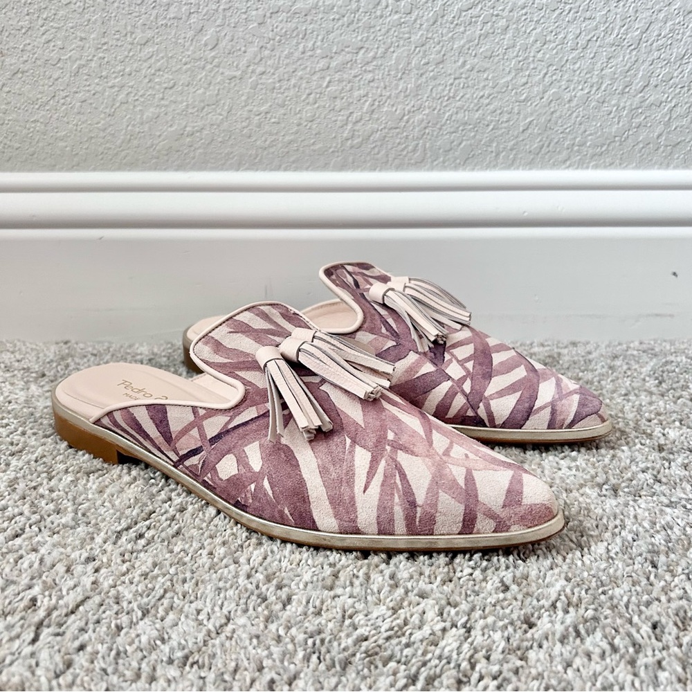 Pedro Anton Purple Leaf Tassel Slide Size 39 US 8-8.5 Made in Spain Leather